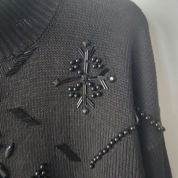 Victoria Jones women's beaded Mock Neck Tunic sweater size L long sleeve - Picture 5 of 7